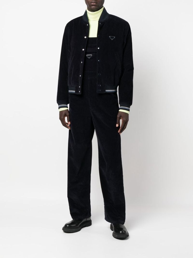 Blue Logo Plaque Cotton Corduroy Overalls