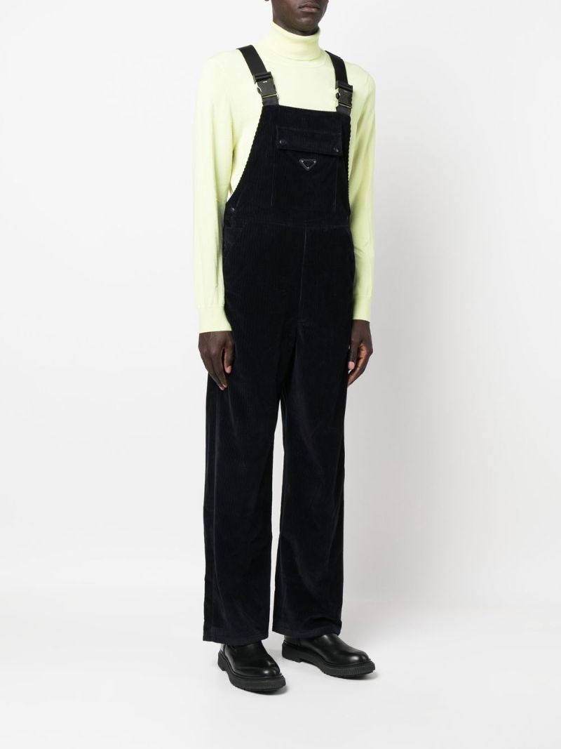 Blue Logo Plaque Cotton Corduroy Overalls