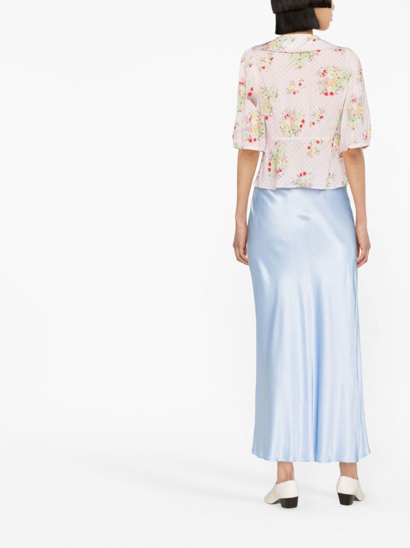 Blue Kelly Satin Midi Skirt