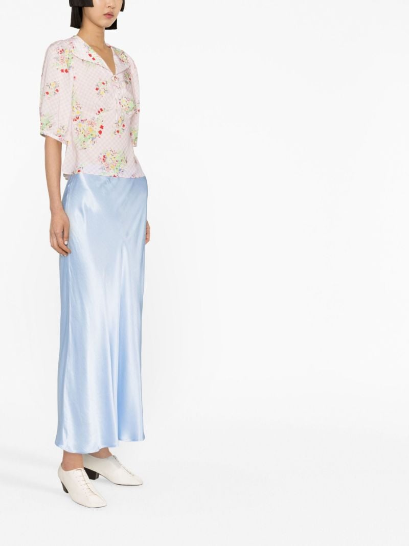 Blue Kelly Satin Midi Skirt