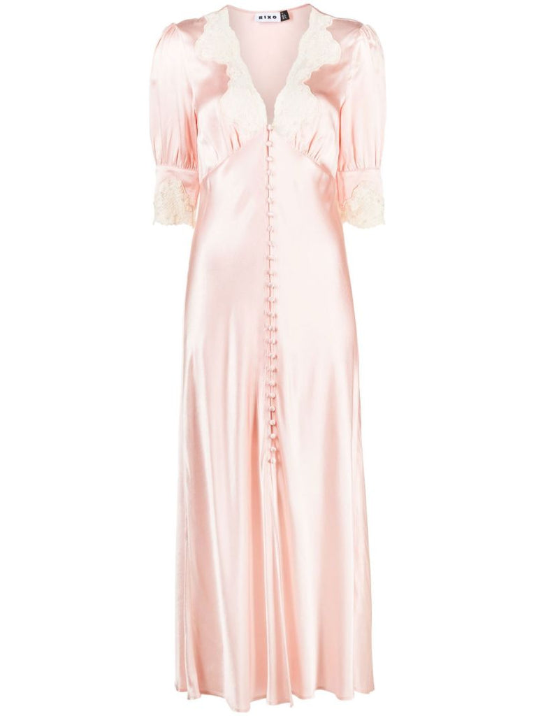 Pink Simone Lace Insert Midi Dress