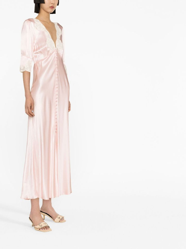 Pink Simone Lace Insert Midi Dress