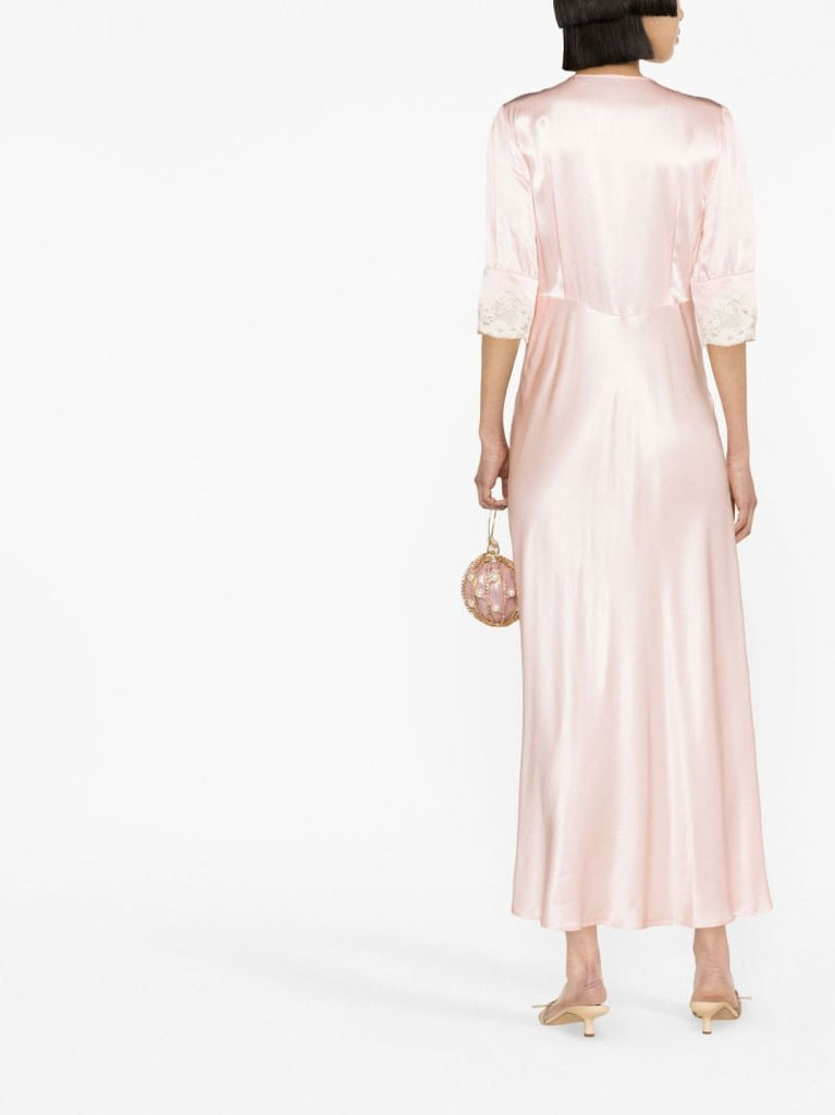 Pink Simone Lace Insert Midi Dress