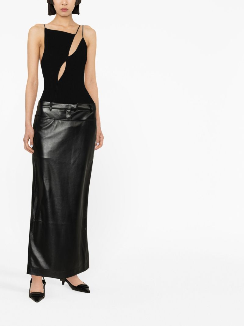 Black Elfi Faux Leather Maxi Skirt