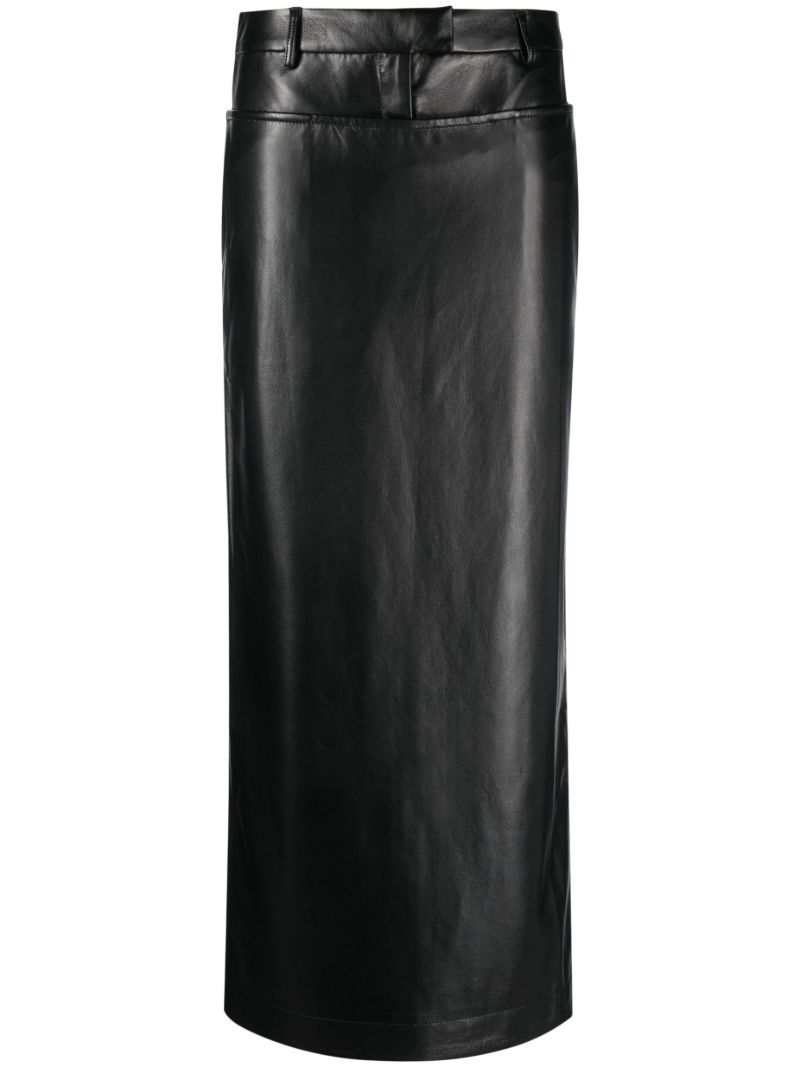 Black Elfi Faux Leather Maxi Skirt