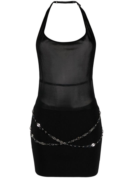 Black Hyd Halterneck Mini Dress