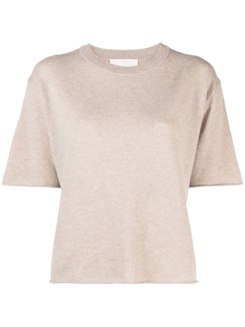 Neutral Cashmere Short-sleeve Top