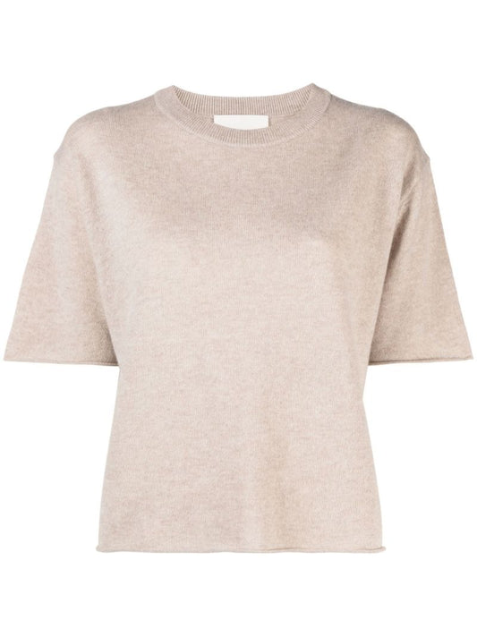 Neutral Cashmere Short-sleeve Top