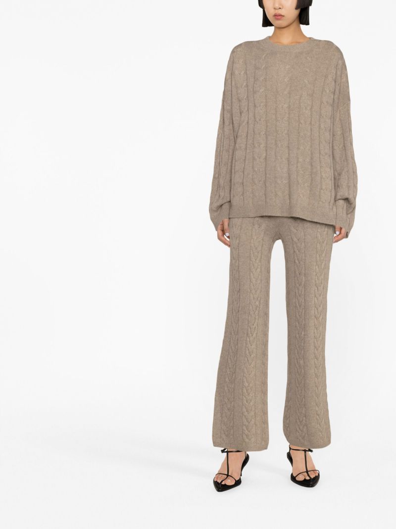 Beige Cable-knit Cashmere Sweater