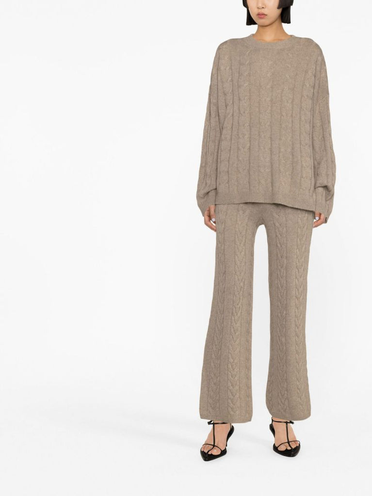 Beige Cable-knit Cashmere Sweater