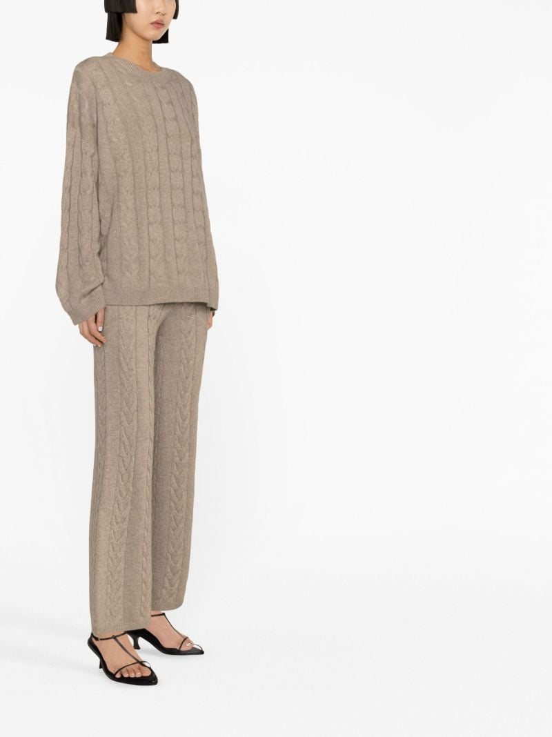 Beige Cable-knit Cashmere Sweater