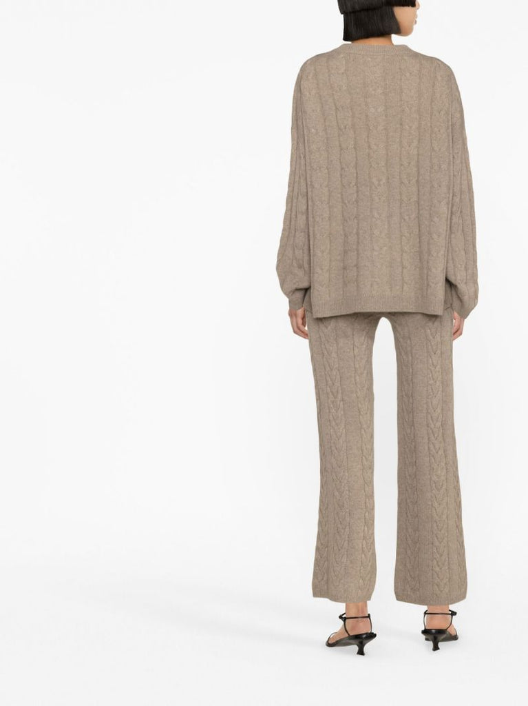 Beige Cable-knit Cashmere Sweater