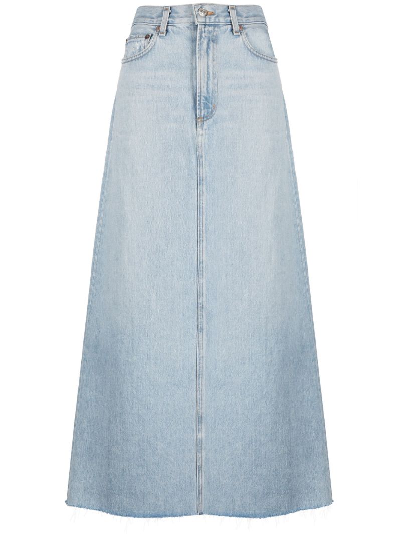 Blue Organic Cotton Denim Maxi Skirt
