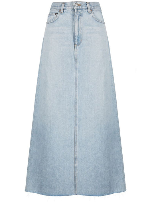 Blue Organic Cotton Denim Maxi Skirt