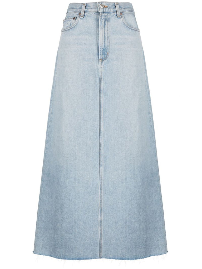 Blue Organic Cotton Denim Maxi Skirt
