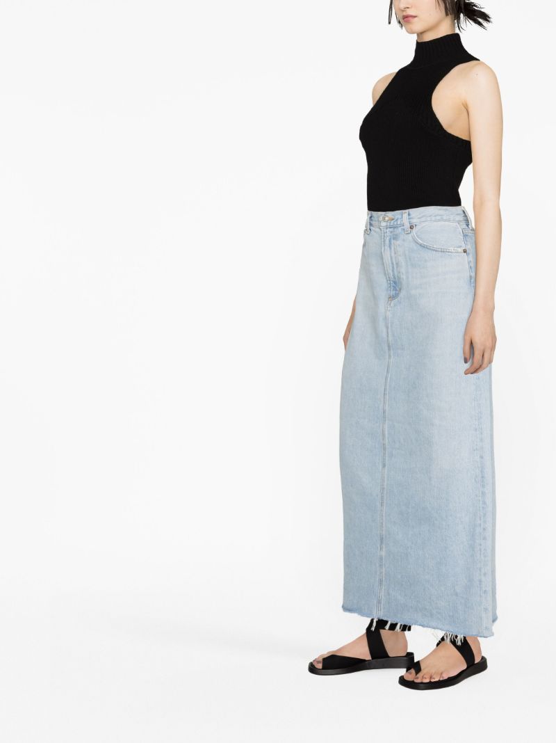 Blue Organic Cotton Denim Maxi Skirt