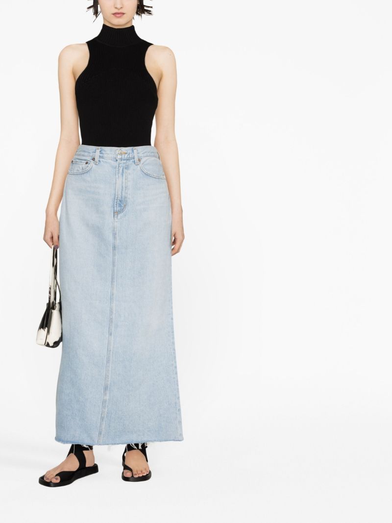 Blue Organic Cotton Denim Maxi Skirt