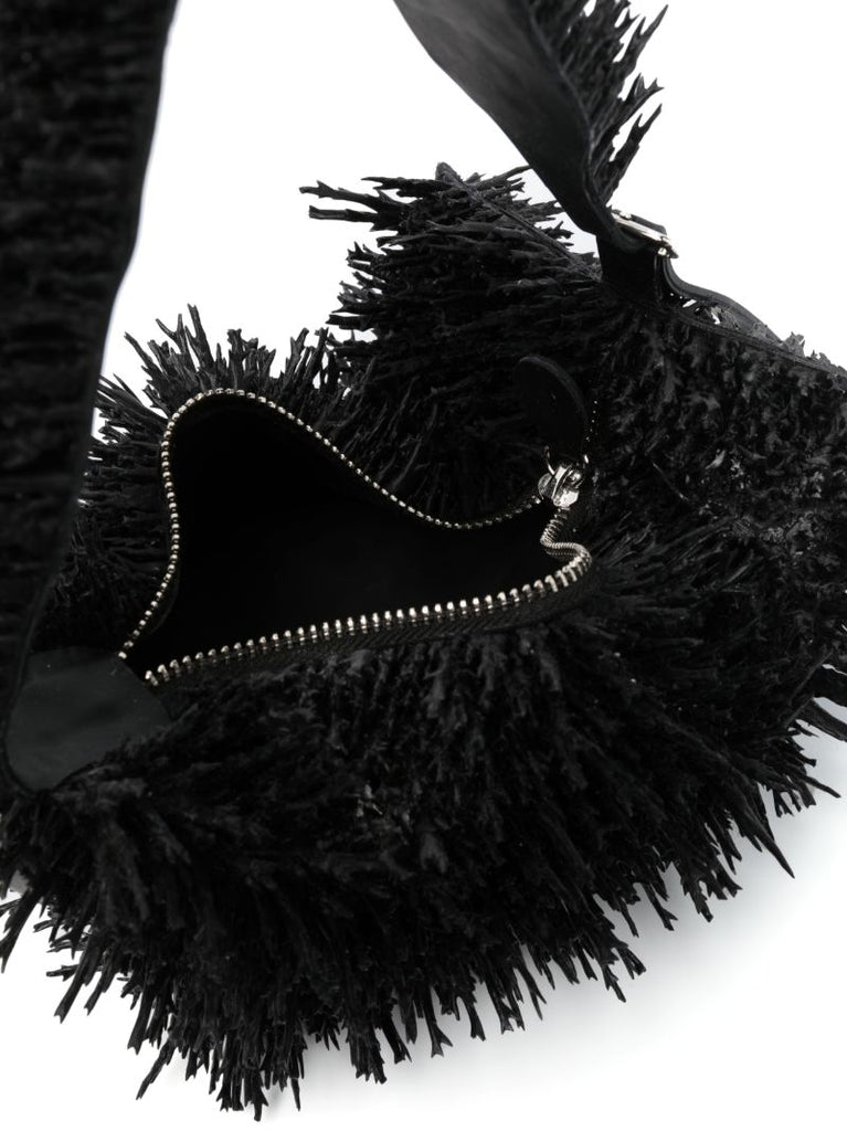 Black Coral Textured Shoulder Bag