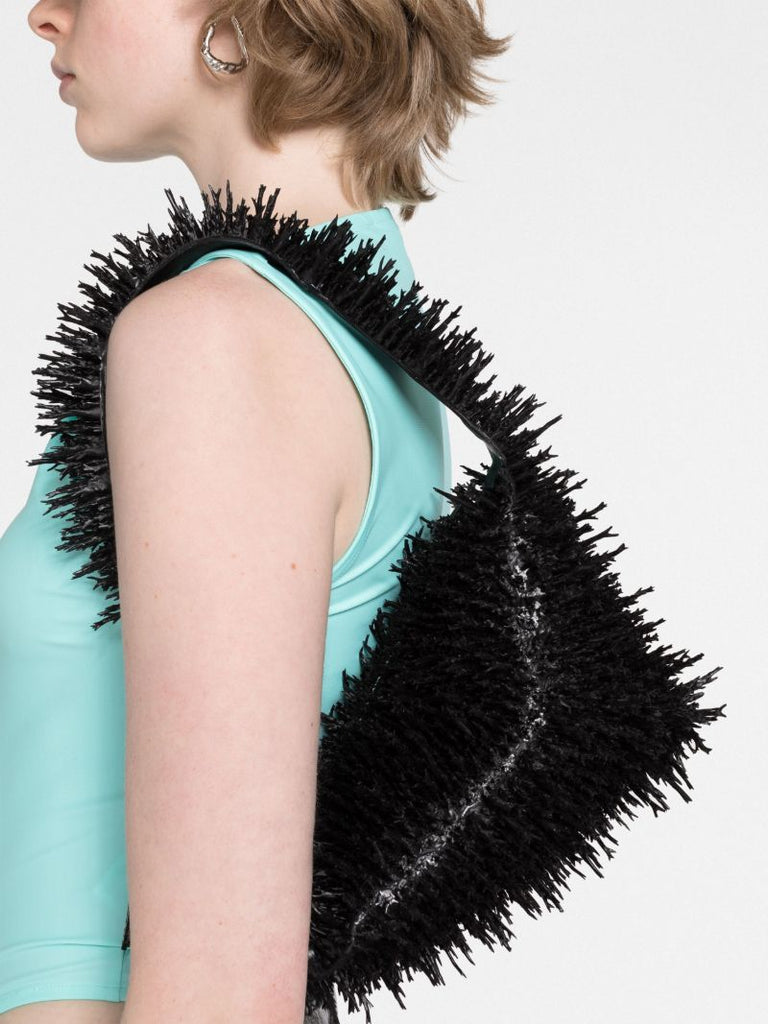 Black Coral Textured Shoulder Bag