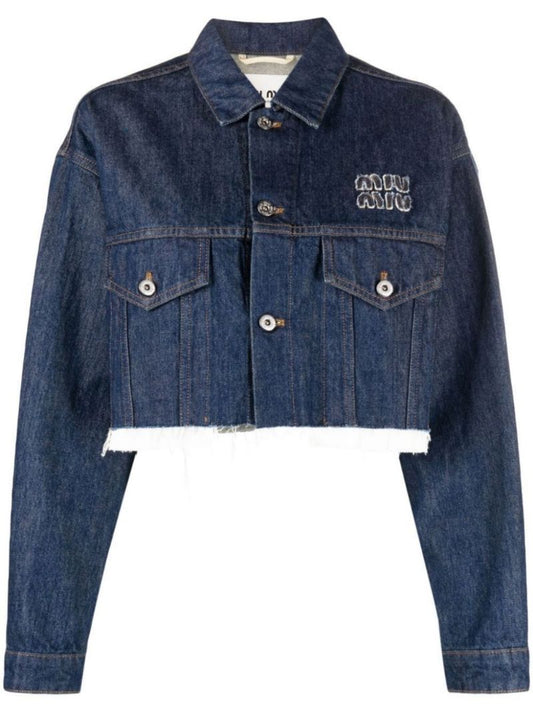 Blue Cropped Denim Jacket