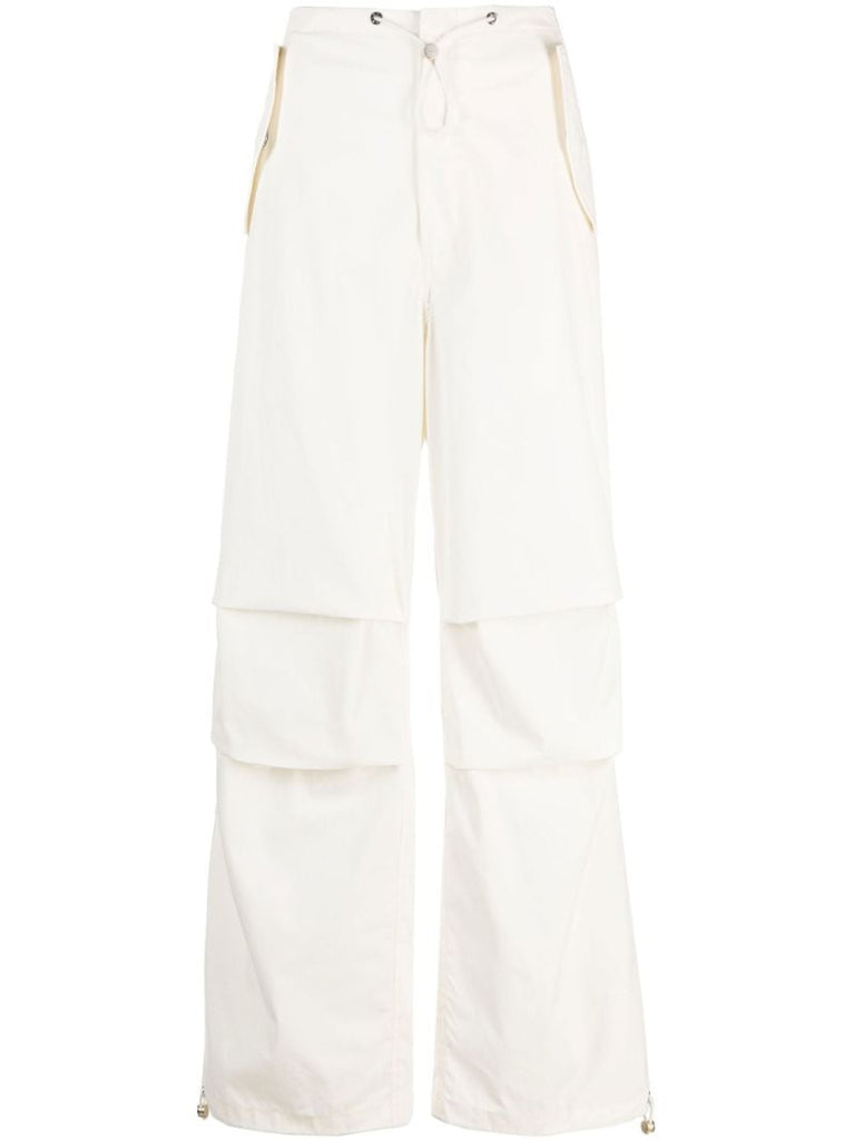 White Parachute Wide-leg Trousers