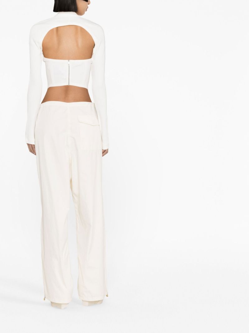 White Parachute Wide-leg Trousers