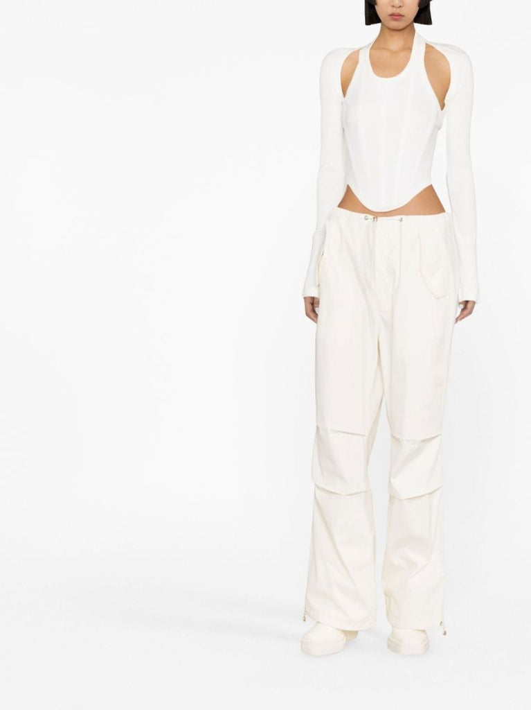 White Parachute Wide-leg Trousers