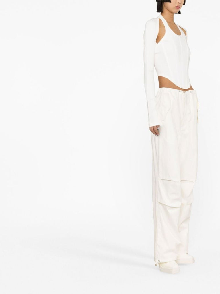 White Parachute Wide-leg Trousers