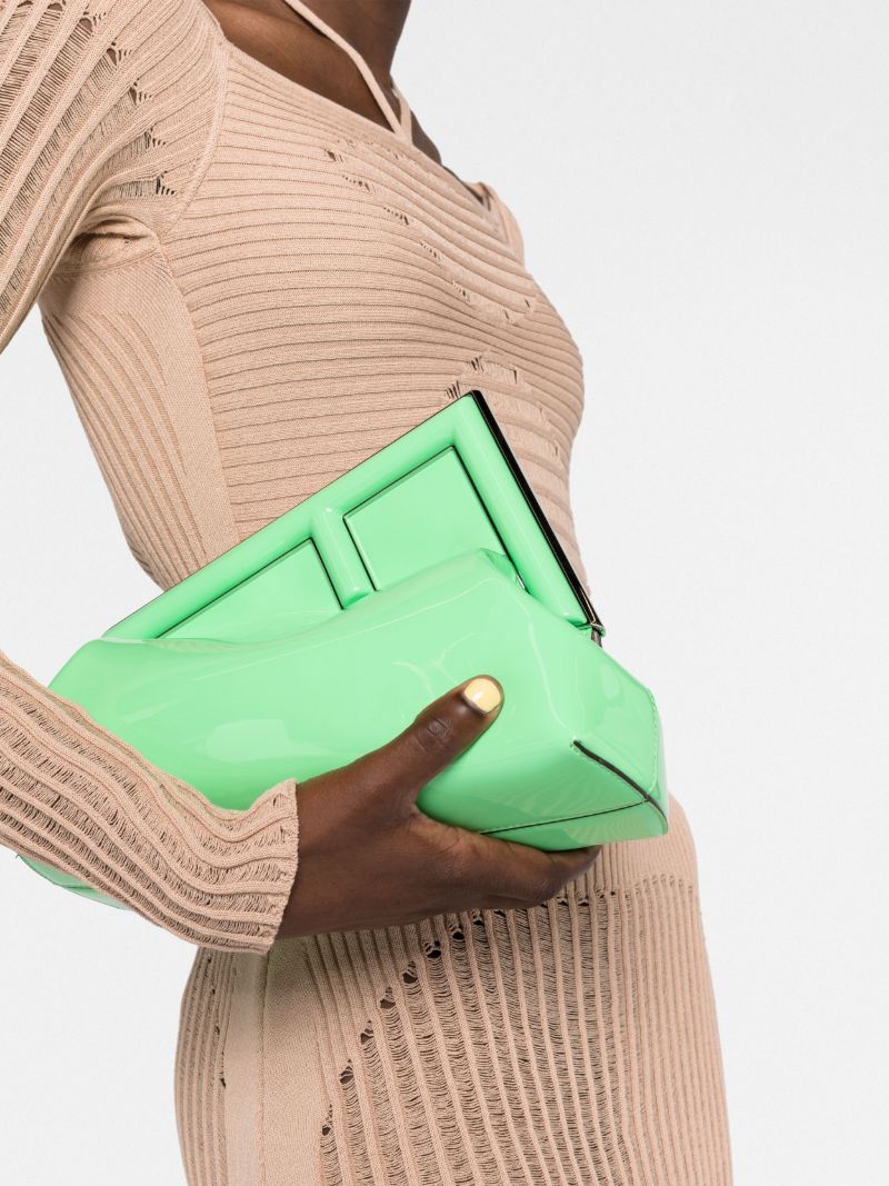 Green Fendi First Small Leather Clutch Bag