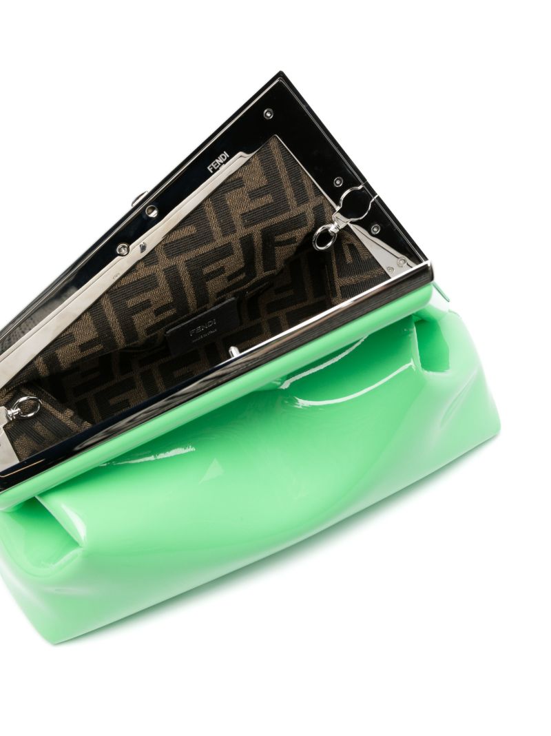 Green Fendi First Small Leather Clutch Bag