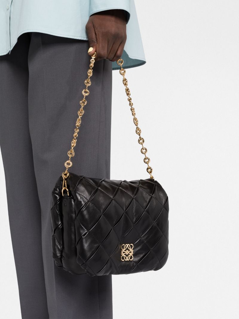 Black Puffer Goya Leather Shoulder Bag