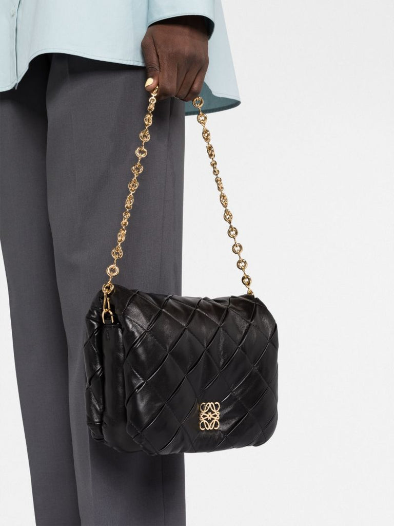 Black Puffer Goya Leather Shoulder Bag