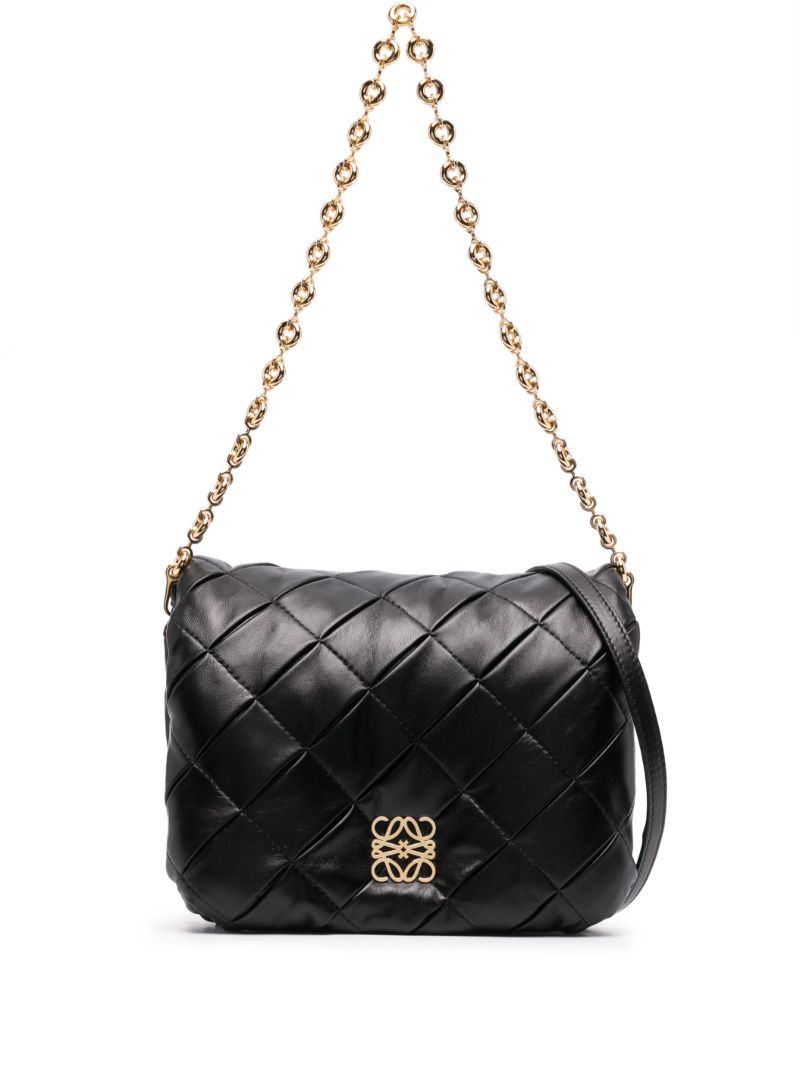 Black Puffer Goya Leather Shoulder Bag