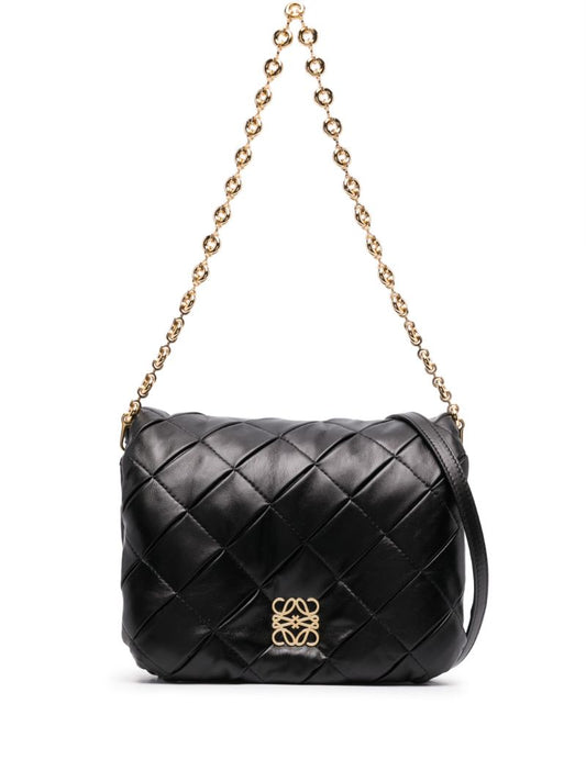 Black Puffer Goya Leather Shoulder Bag