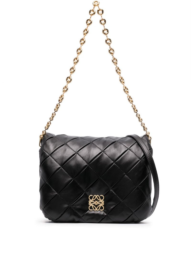 Black Puffer Goya Leather Shoulder Bag