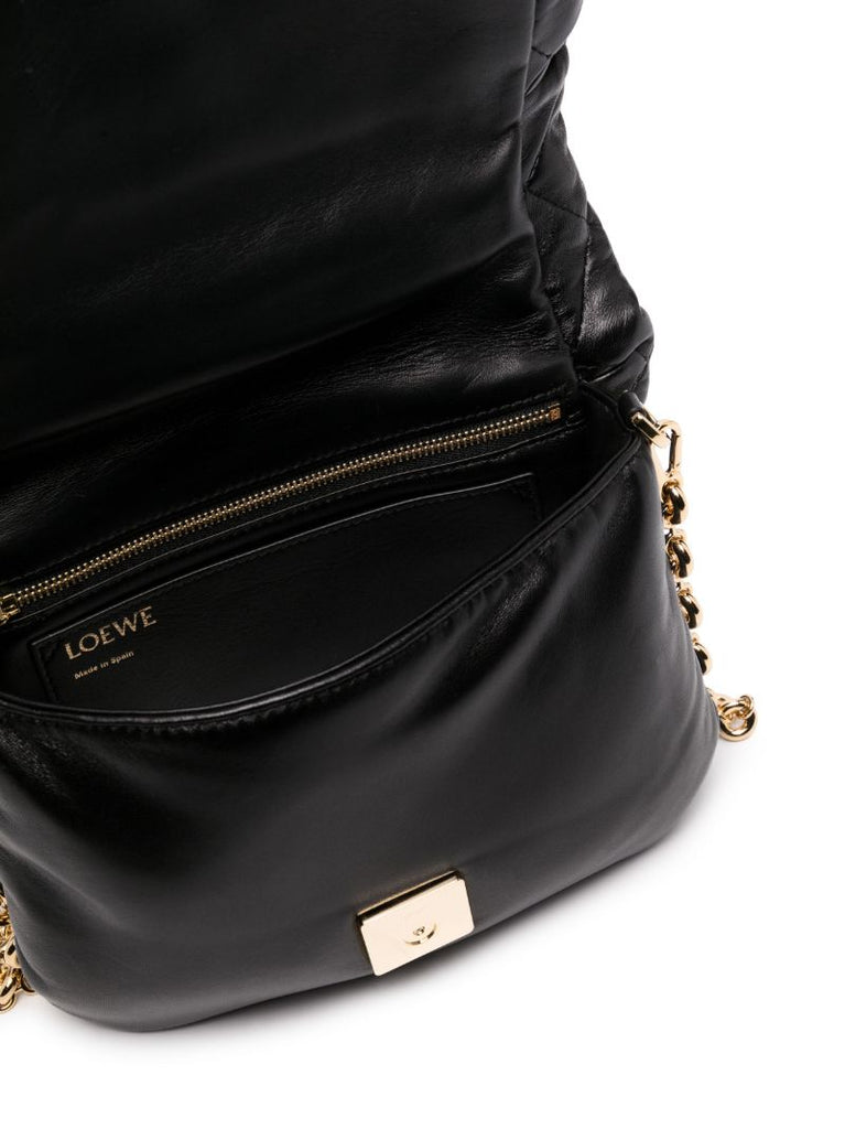 Black Puffer Goya Leather Shoulder Bag