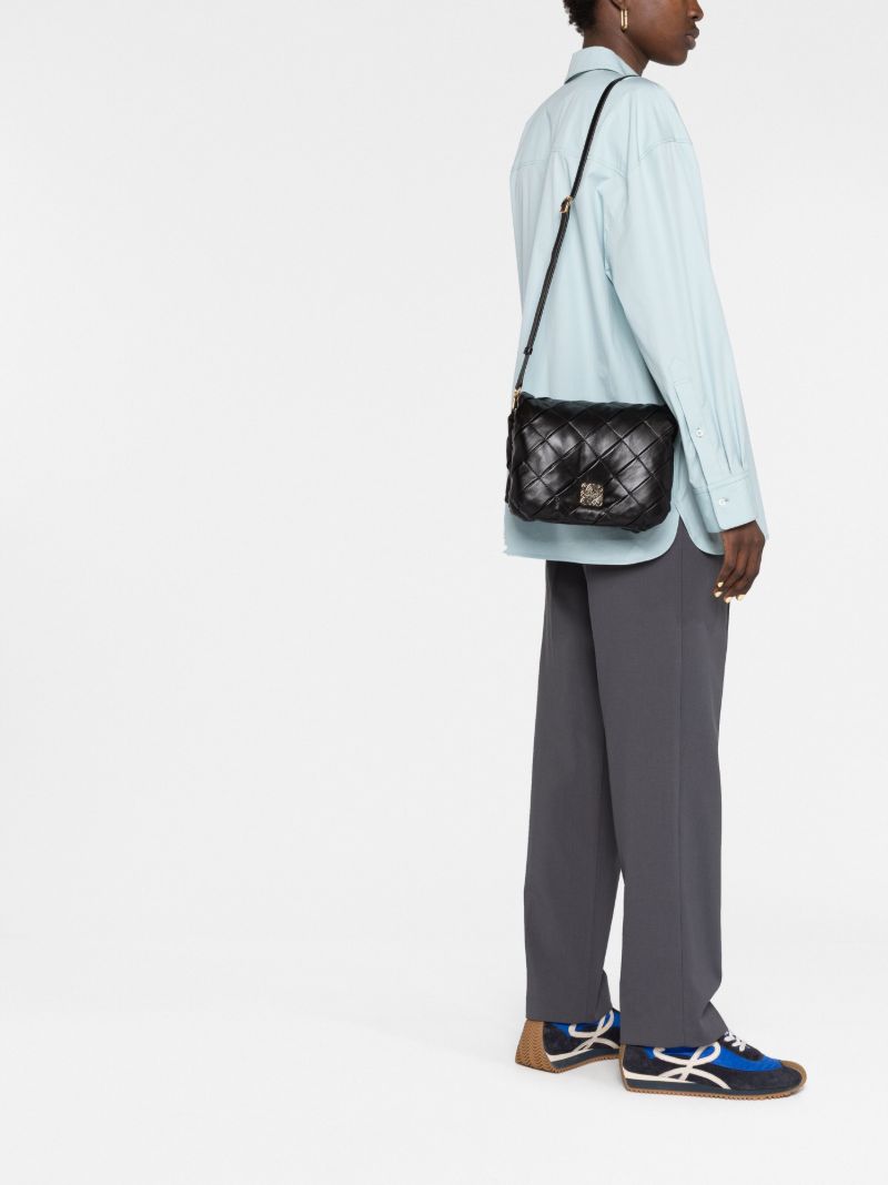Black Puffer Goya Leather Shoulder Bag