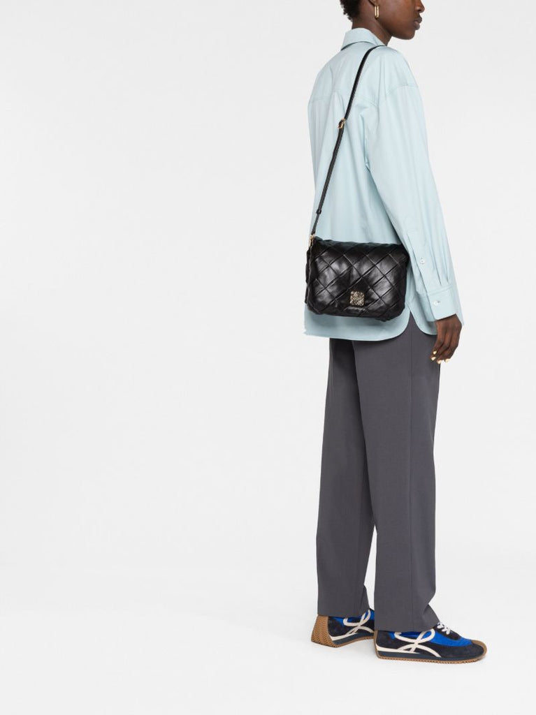 Black Puffer Goya Leather Shoulder Bag