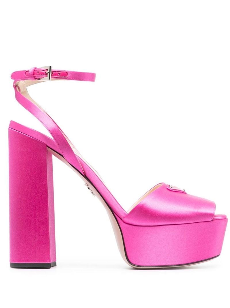 Pink 135 Satin Platform Sandals