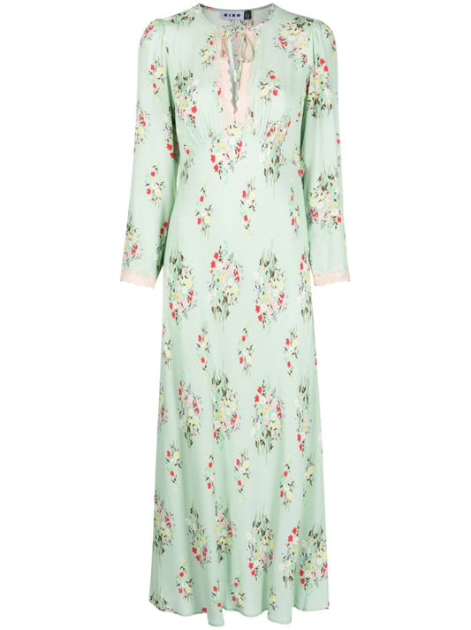 Green Angelica Floral Print Midi Dress