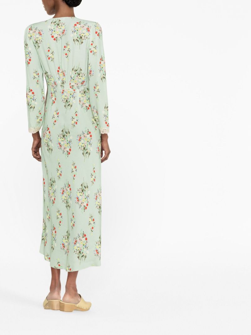Green Angelica Floral Print Midi Dress