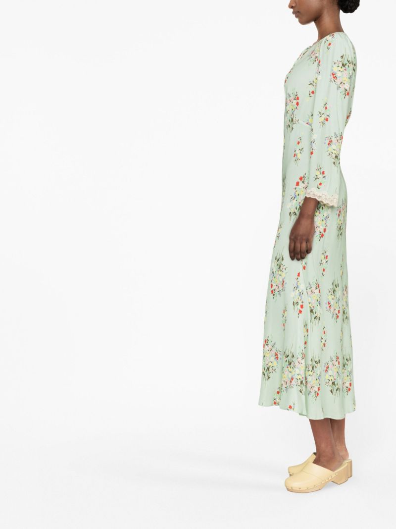 Green Angelica Floral Print Midi Dress