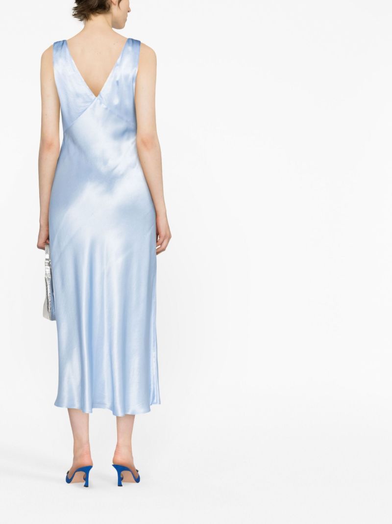 Blue Sandrine Satin Sleeveless Dress