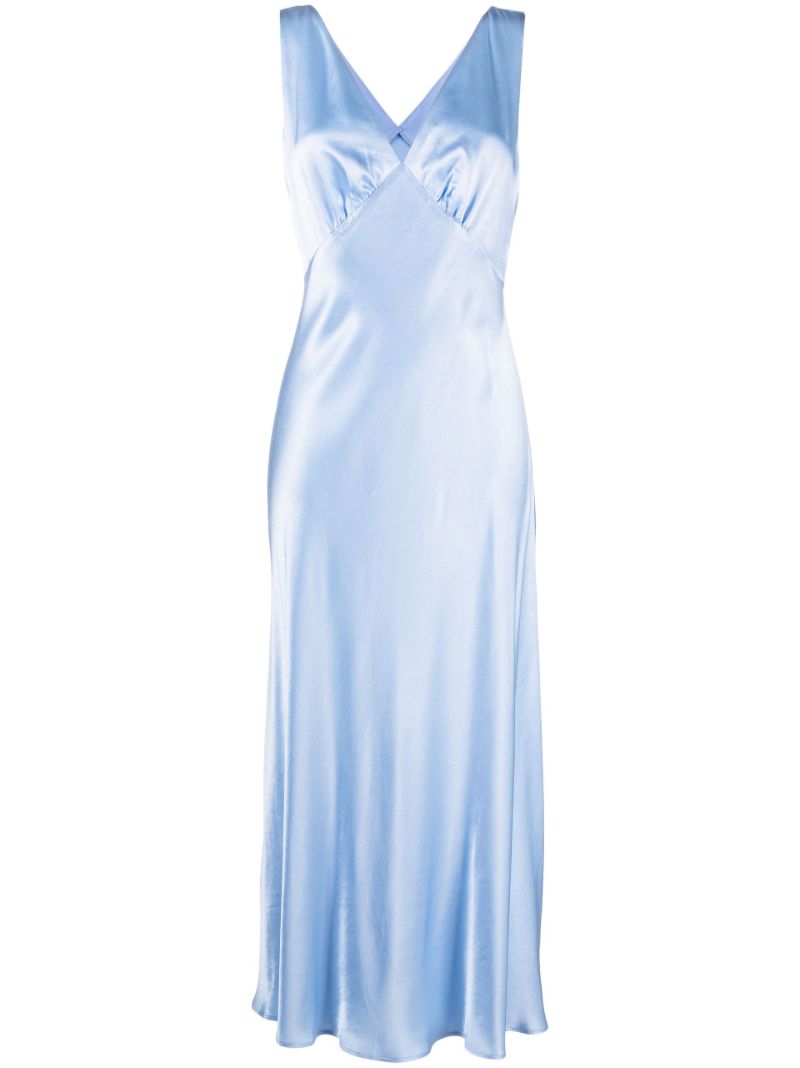 Blue Sandrine Satin Sleeveless Dress
