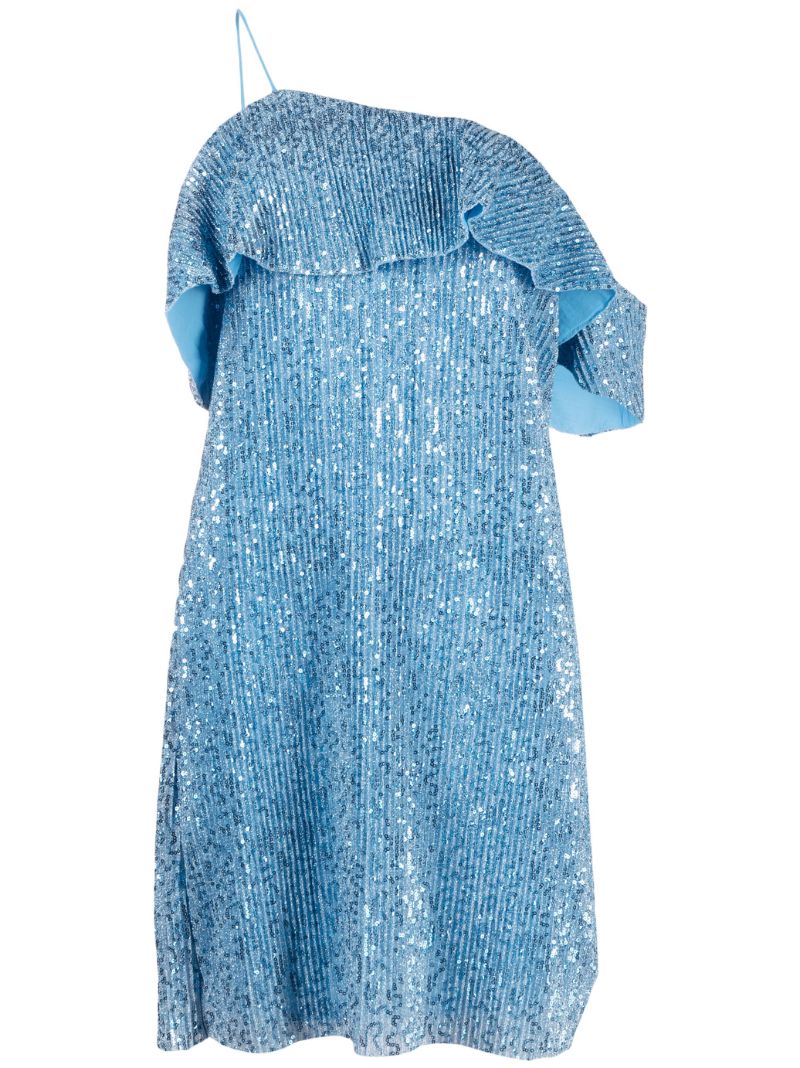 Blue Kenza Sequin Embellished Mini Dress