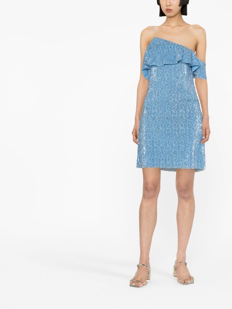 Blue Kenza Sequin Embellished Mini Dress