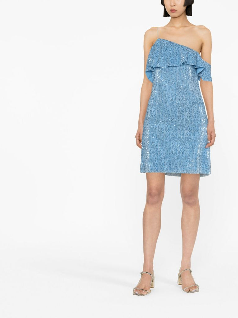 Blue Kenza Sequin Embellished Mini Dress