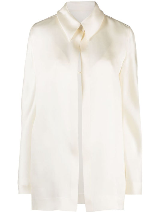 White Silk Satin Shirt