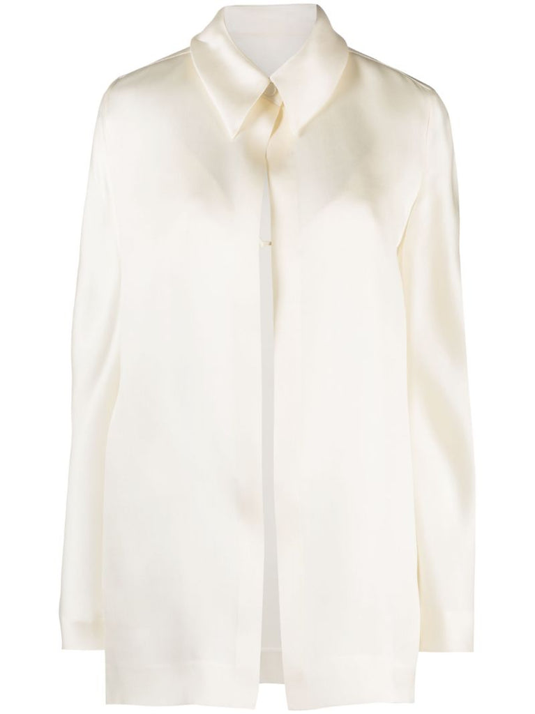 White Silk Satin Shirt