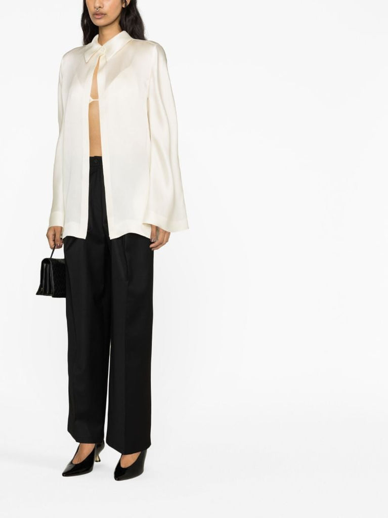 White Silk Satin Shirt